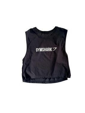 Vintage Gymshark Black Cropped Muscle Tank Sheer Back Size Large